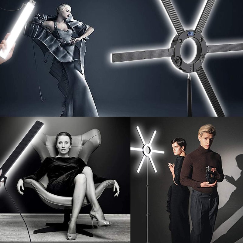 GVM Great Video Maker 600S LED Ring Light, 90W Dimmable Led Video Light Kit with Detachable Light Bars, Photography Lighting Led Video Lighting Kit for Live Broadcast, YouTube, CRI 97+ 3200K-5600K - Image 4